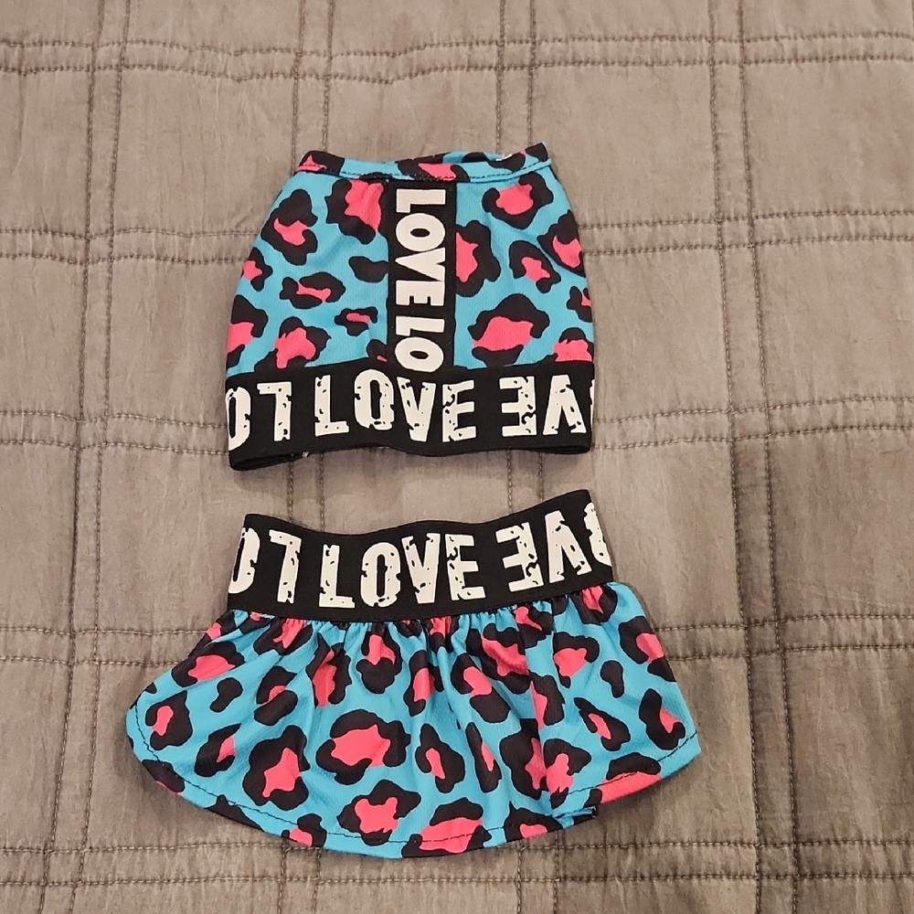 Stylish Blue and Pink Dog Skirt Set Size S!